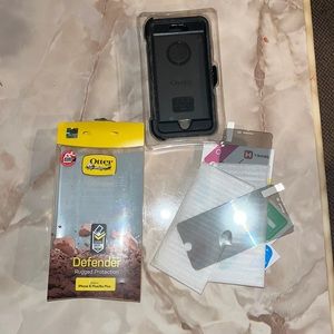 Otter box defender phone case and screen protectors for iphone6 plus